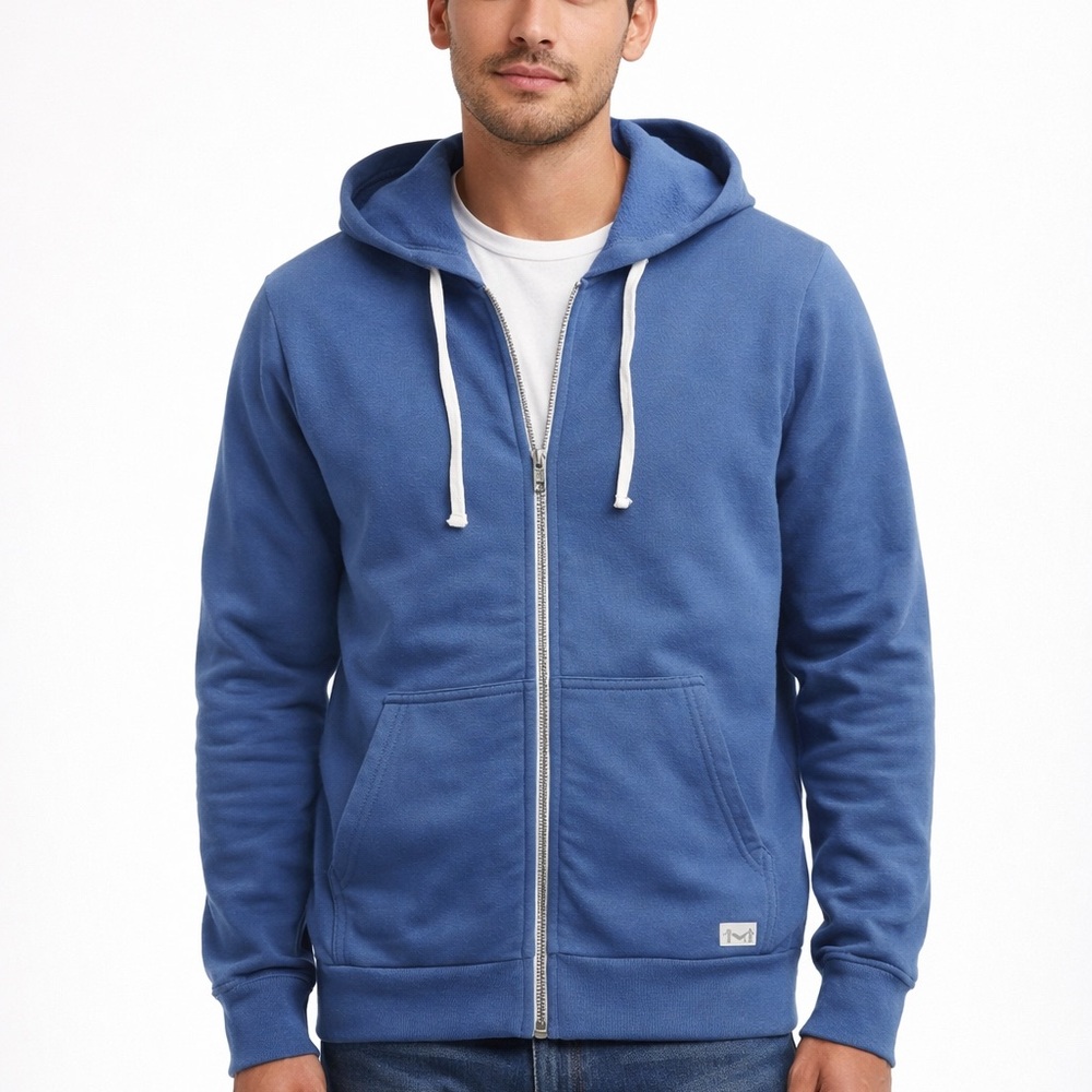 Marine Layer Sky Blue Hoodie with Zip - Picture 2 of 2